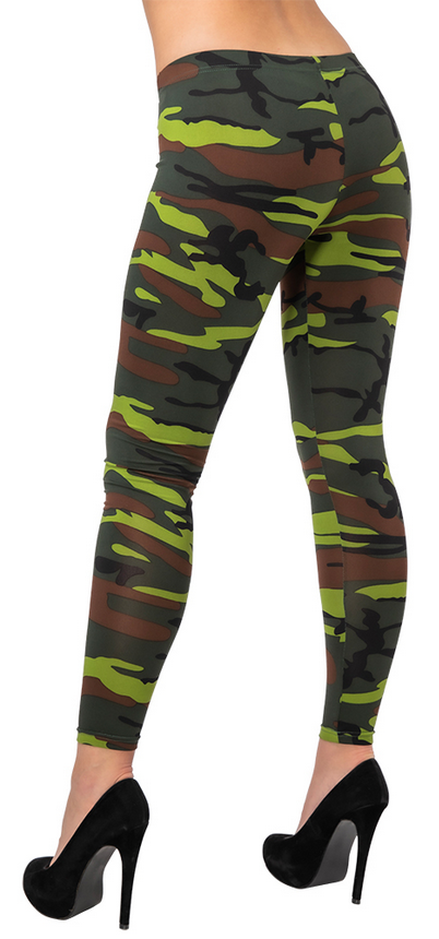 Camo Leggings Camoflauge Army Print Trousers Adults Fancy Dress Ladies