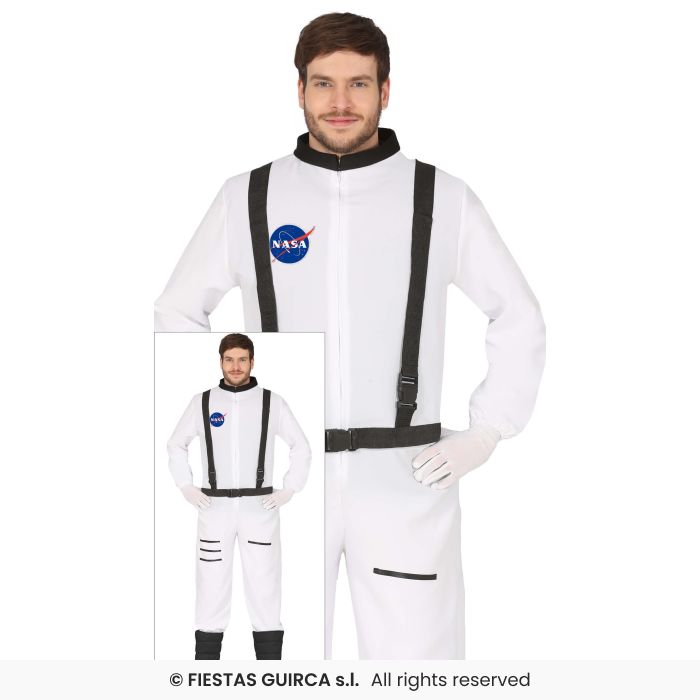 Mens Astronaut Costume Adults White Spaceman Fancy Dress Outfit S-XL