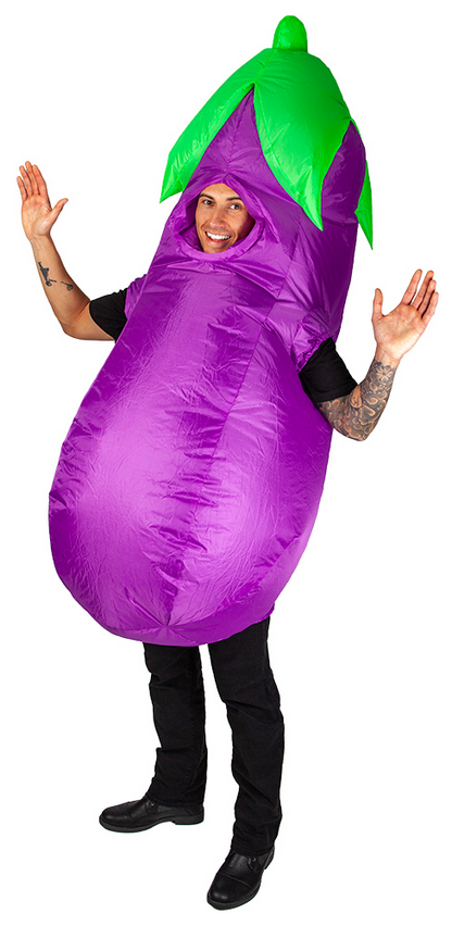 Inflatable Aubergine Costume Adults Novelty Fun Fancy Dress Mens Ladies Food Outfit