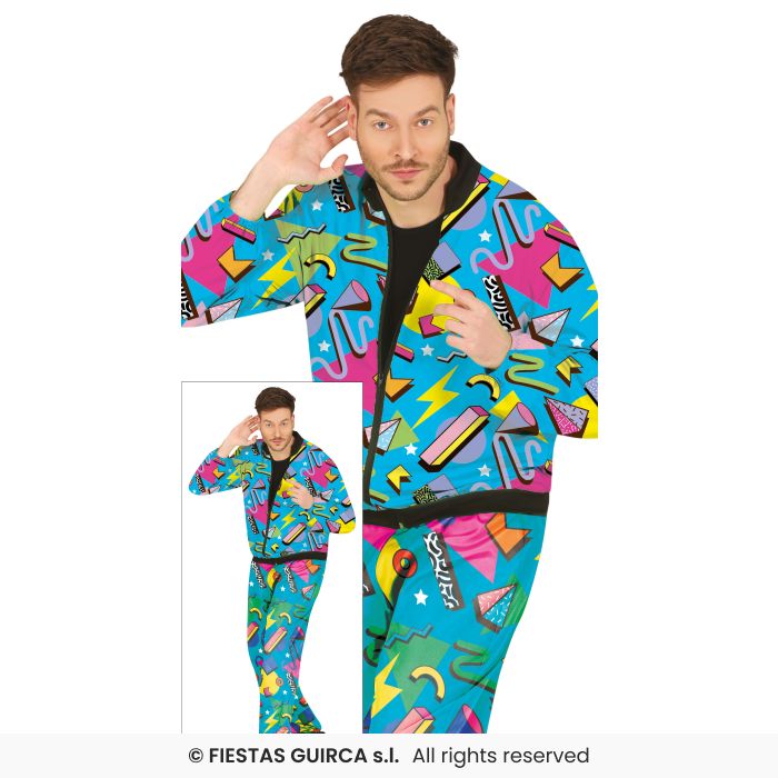 Aztec Hip Hop Tracksuit 80s Shellsuit Mens Retro 118 Trackie Fancy Dress Costume M-XL