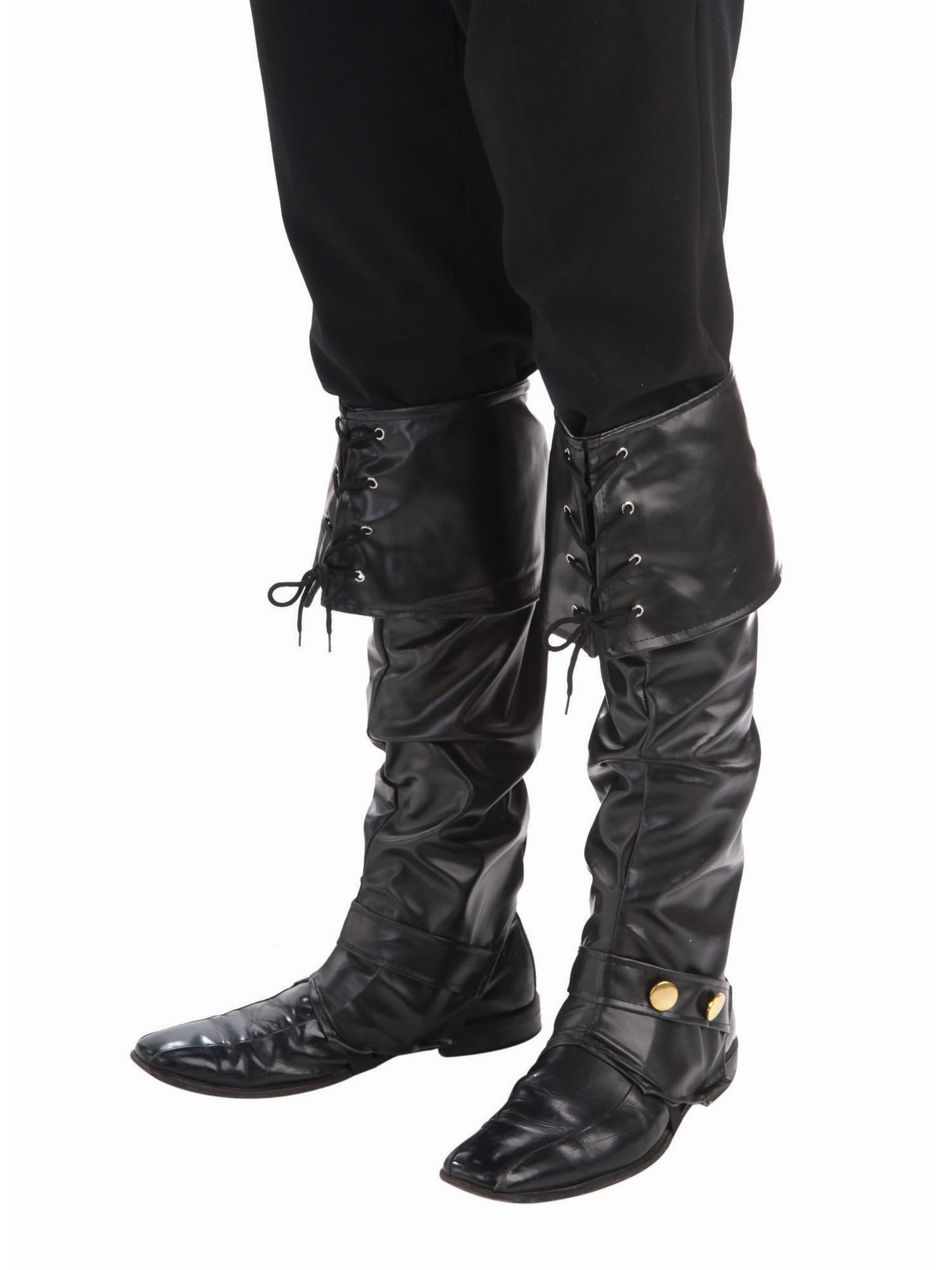 Boot Tops Deluxe PVC Pirate Fancy Dress Accessory Adults Black Boot Covers