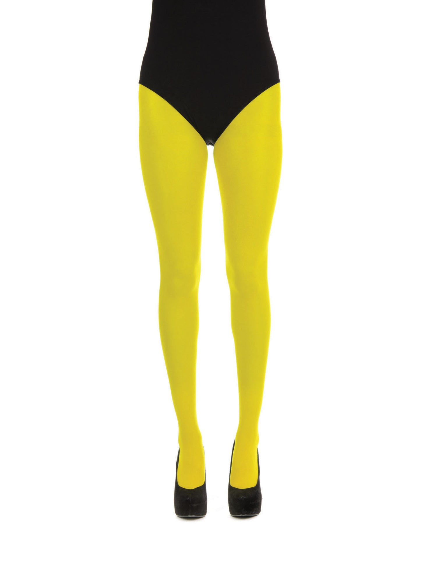 Tights Ladies Bright Yellow Plain Fancy Dress Tights Adults