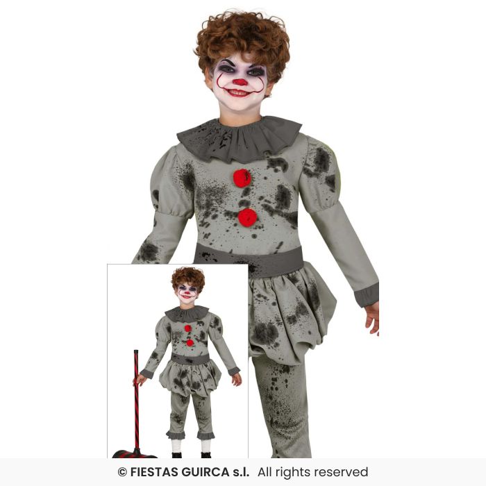 Horror Clown Boys Halloween Fancy Dress Costume Penny Clowns Outfit Age 3-12