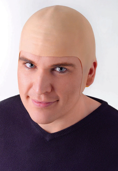 Realistic Bald Head Rubber Adults Bald Cap Fancy Dress Accessory Deluxe