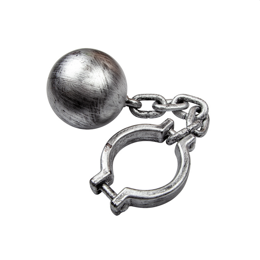 Deluxe Convict Ball & Chain Prisoner Fancy Dress Accessory Silver Chains Hen Stag