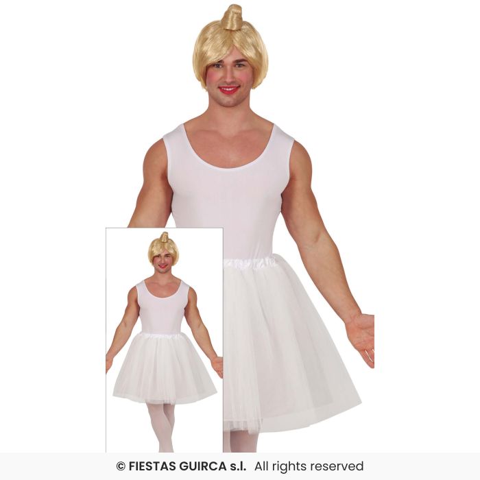 Mens Ballet Dancer Costume White Tutu Dress Adults Stag Night Fancy Dress Large