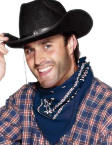 Cowboy Bandana Neckscarf Adults Blue Wild West Fancy Dress Costume Accessory