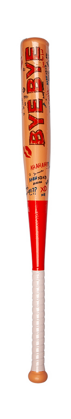 Bye Bye Baseball Bat Adults Halloween Fancy Dress Prop Yellow & Red Bat Graffiti