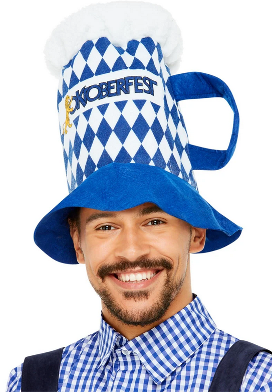 Beer Festival Beer Mug Hat Adults Fancy Dress Accessory Oktoberfest Funny