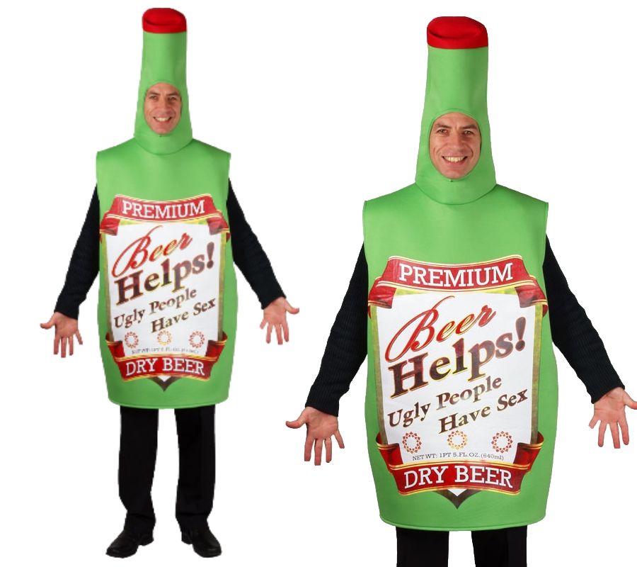 Green Funny Beer Bottle Tabard One Size Fast Post Mens Fancy Dress Costume New