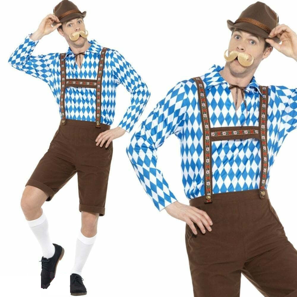 German Beer Man Mens Lederhosen Fancy Dress Costume Oktoberfest