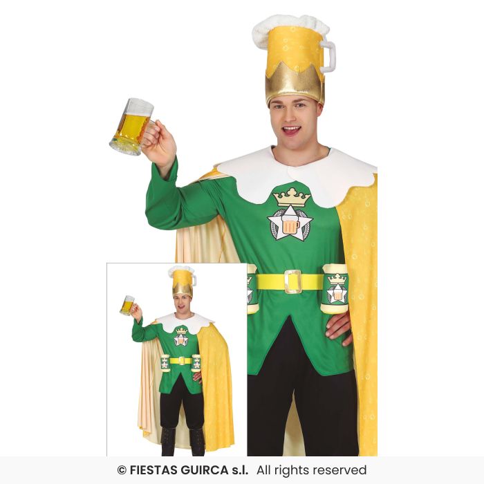 Beer King Mens Novelty Fun Stag Night Superhero Fancy Dress Costume S-XL