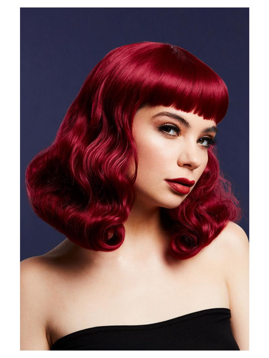 Fever Bettie Wig with Short Fringe Plum Wig 1950s Fancy Dress Glamour Wig