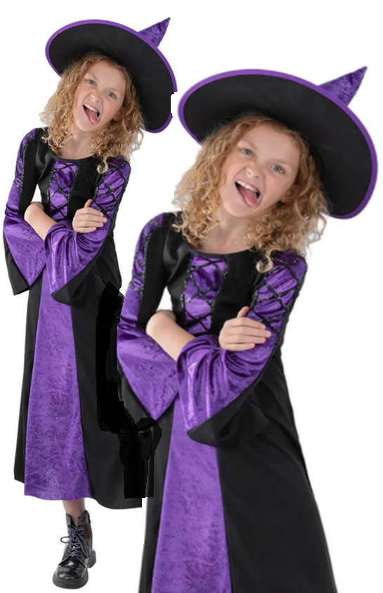 Bewitched Costume Girls Witches Halloween Fancy Dress Costume Age 4-12 Years
