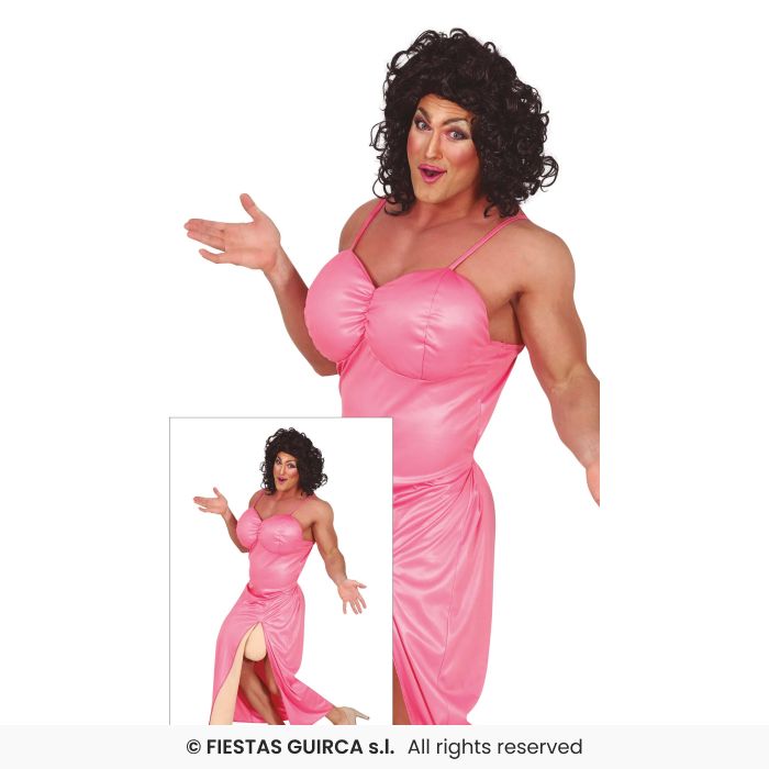 Big Drag Costume Mens Stag Night Funny Drag Queen Fancy Dress Outfit M-L