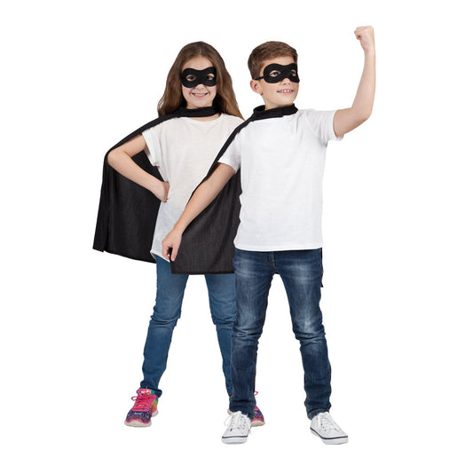 Kids Super Hero Cape & Mask Black