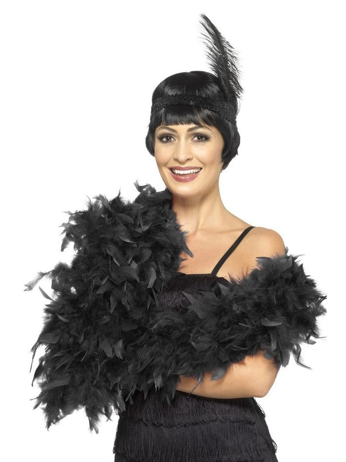 Deluxe Feather Boa Rocky Horror Fancy Dress Accessory 180cm 80g Black Boa