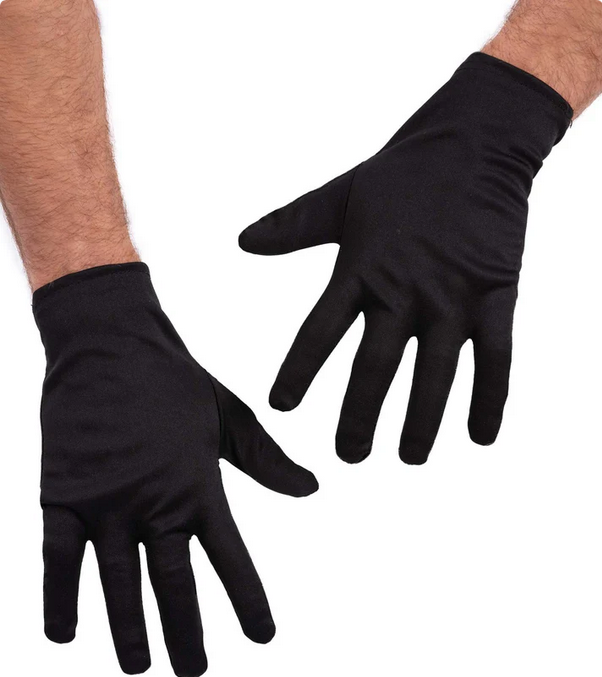 Short Black Gloves Adults Halloween Fancy Dress Accessory Mime Gloves