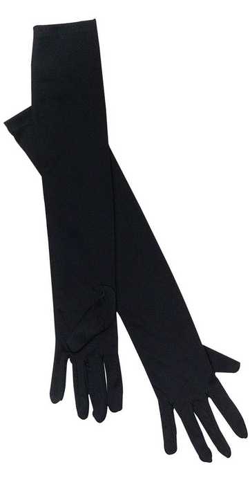 Black Long Length Ladies Gloves Flapper Burlesque Fancy Dress Accessory