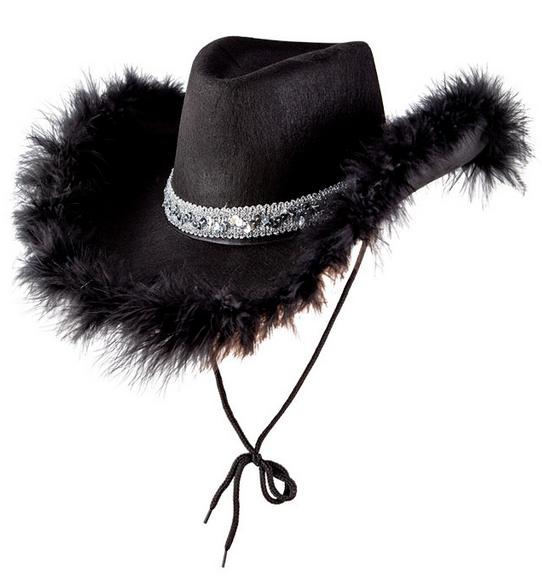 Sequin Fluffy Cowboy Hats Adults Wild West Cowgirl Hen Night Fancy Dress Texan