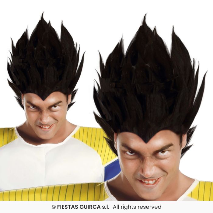 Black Warrior Fringed Wig Mens Spiked Wig Fancy Dress Cartoon Character Wig