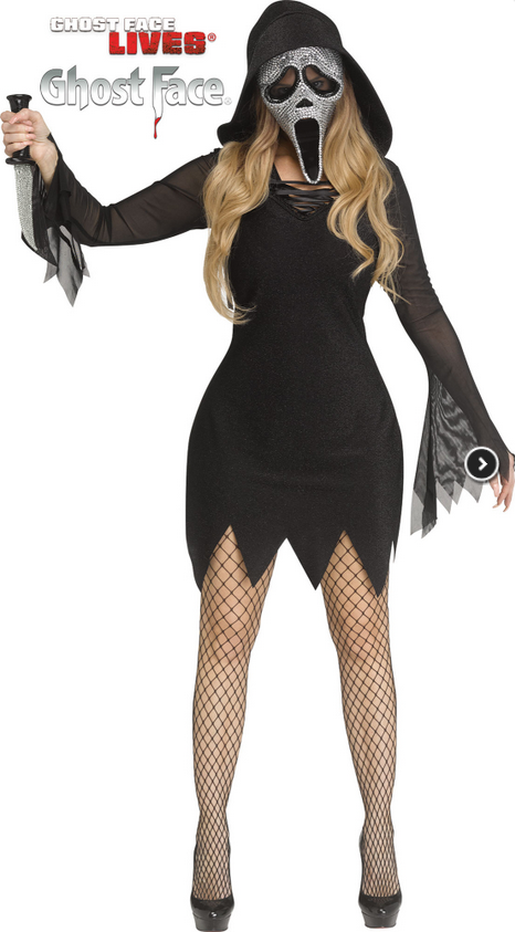 Ladies Deluxe Bling Ghost Face® Scream Official Fun World Ladies Fancy Dress Costume
