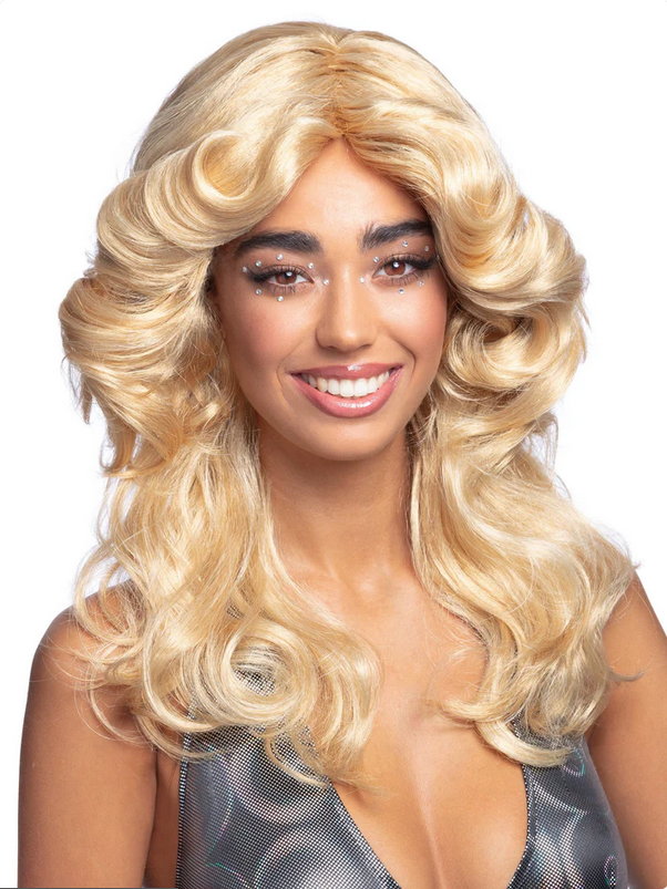 Ladies 70s Wig Blonde Black Brown Fancy Dress Adults Disco Retro Wig Wavy NEW
