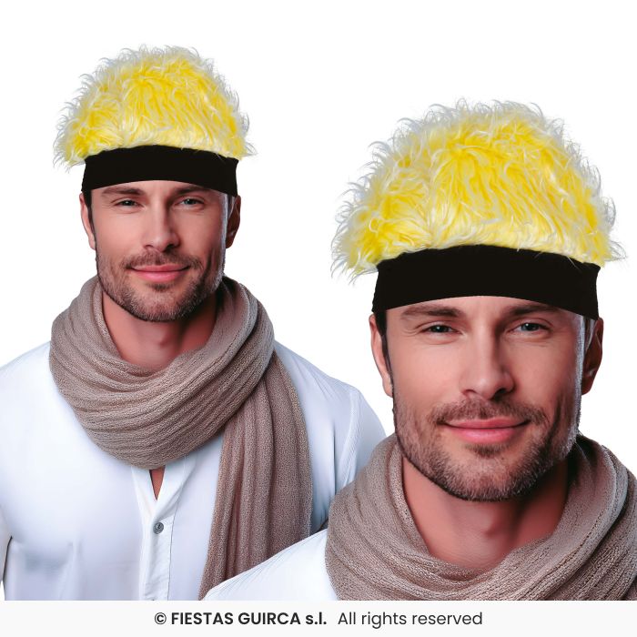 Blonde Wig With Headband Martial Arts Wig Fancy Dress Adults Accessory
