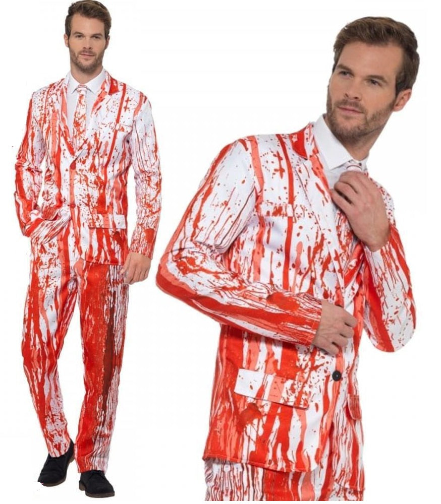 Mens Blood Drop Suit Halloween Fancy Dress Costume Prom King Outfit M-XL