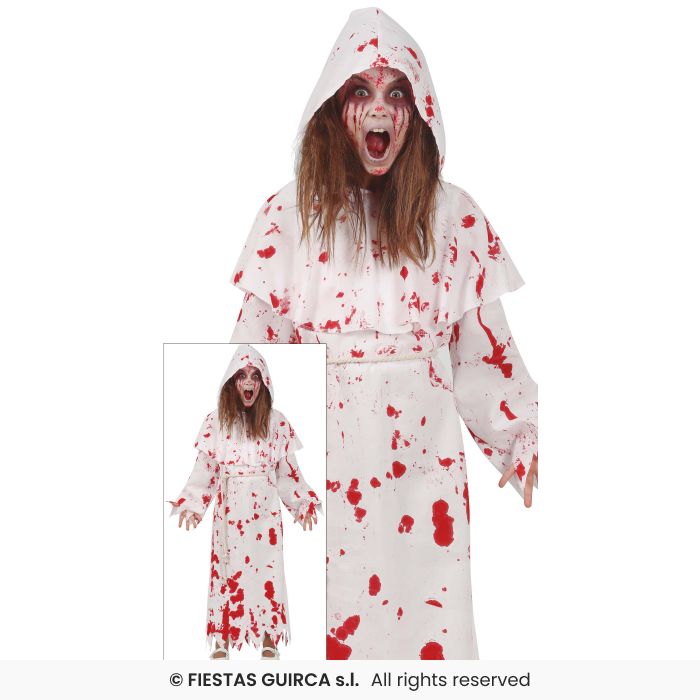 Bloody Monk Costume Kids Zombie Halloween Fancy Dress Outfit Boys Girls Age 3-12