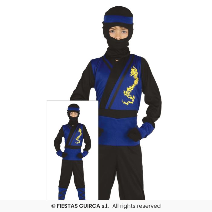 Blue Boys Ninja Martial Arts Chinese Ninjas Fancy Dress Costume Boys Age 3-12