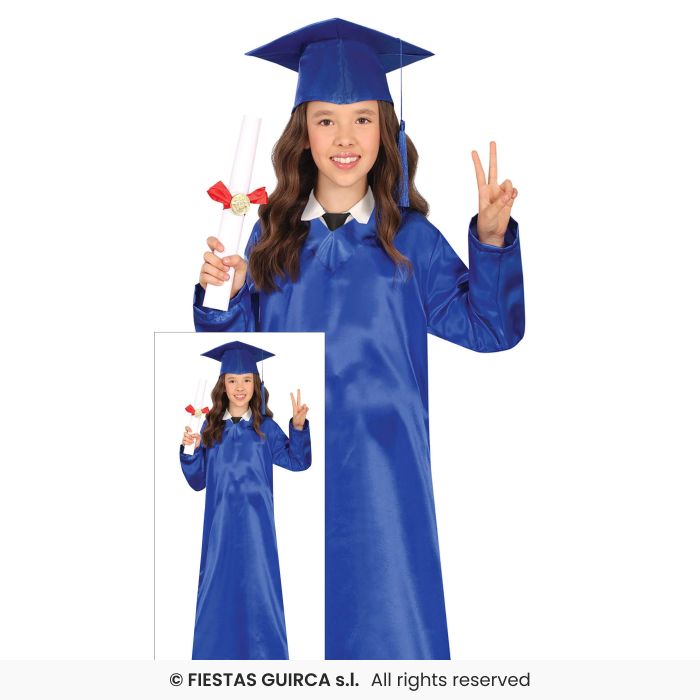 Kids Blue Graduation Robe School Fancy Dress Teacher Student Costume Age 3-12
