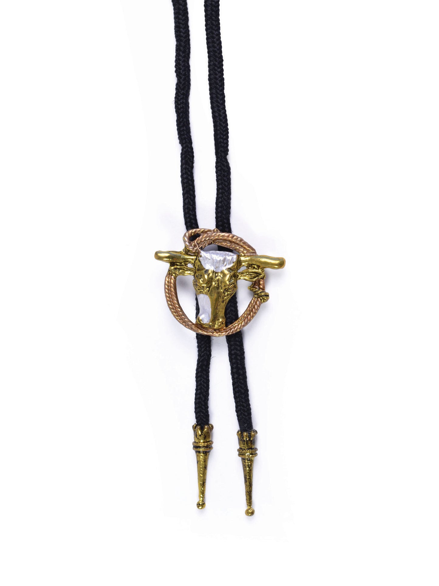 Cowboy Bootlace Tie Steer & Rope Adults Wild West Western Rodeo Fancy Dress Prop