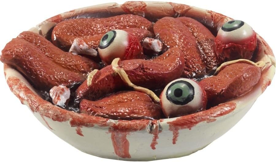 Tongue In A Bowl Latex Halloween Prop Fancy Dress Party Accessory