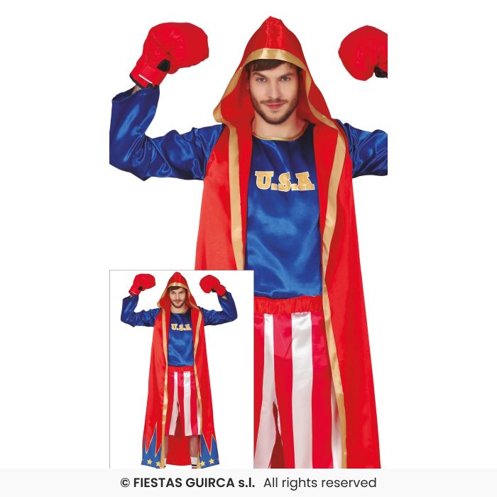 Boxer Mens Fancy Dress Costume Adults Sports Boxing Outfit Boxers Robe M-XL