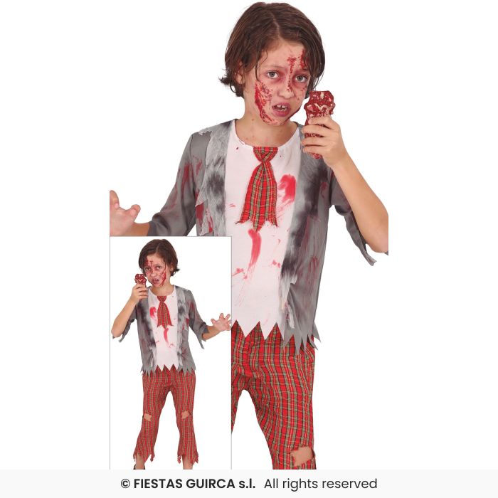 Zombie School Boy Student Kids Halloween Fancy Dress Costume Age 3-12