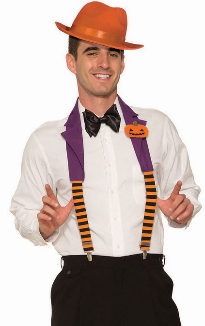 Halloween Braces & Collar Adults Fancy Dress Accessory Pumpkin Mens Braces
