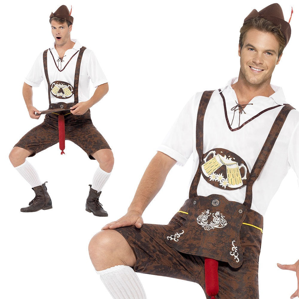 Oktoberfest Costume Cheeky Adult Brad Wurst Bavarian Fancy Dress Lederhosen Mens