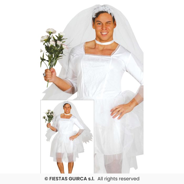 Mens Bride Costume Stag Night Funny Fancy Dress Costume Mens Dress S-XXL