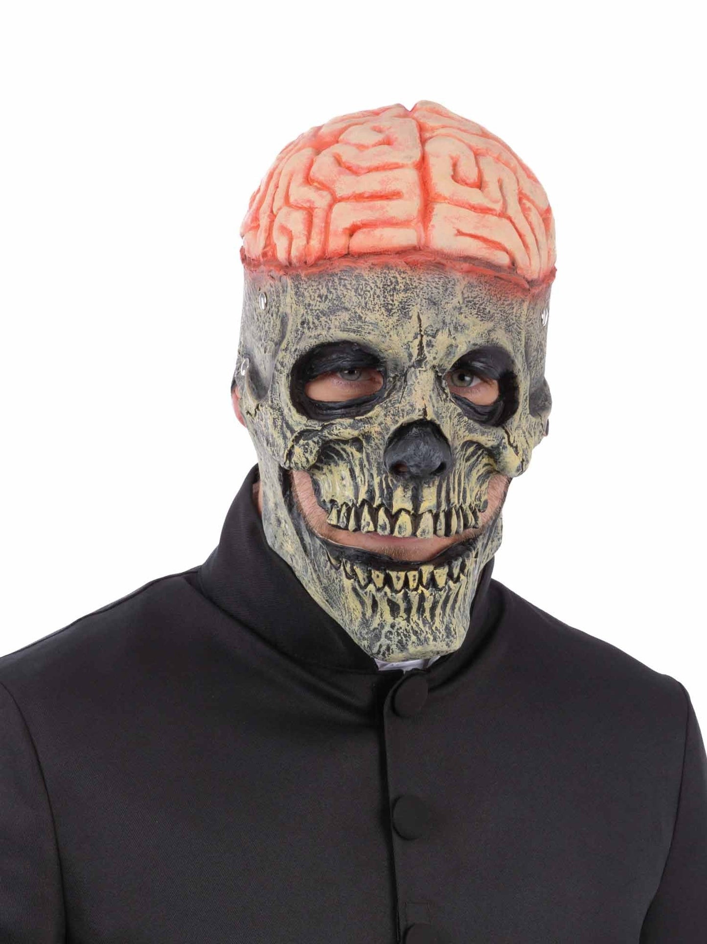 Exposed Brain Skull Latex Mask Adults Halloween Skeleton Mask With Moving Mouth