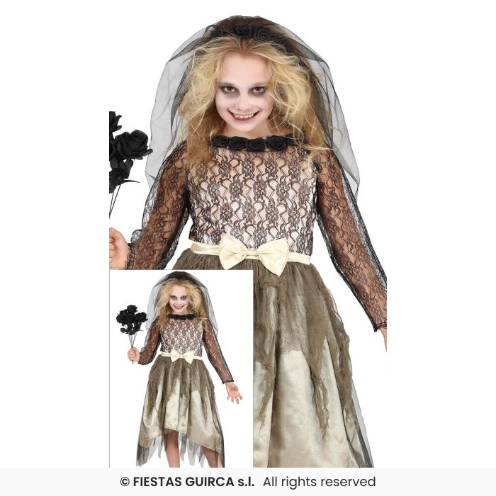 Girls Ghost Gothic Bride Girls Halloween Fancy Dress Costume Kids Aged 3-12