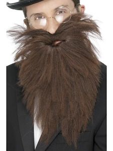 Long Beard and Tash Adult Mens Fancy Dress Costume Accessory Brown New