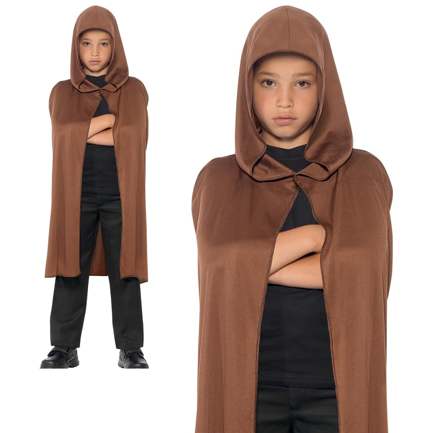 Long Brown Robe Childrens Halloween Brown Cape Fancy Dress Accessory Kids