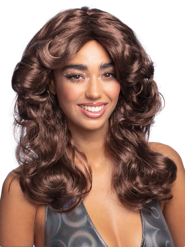 Ladies 70s Wig Blonde Black Brown Fancy Dress Adults Disco Retro Wig Wavy NEW
