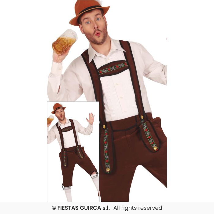 Dark Brown Brown Deluxe Mens Lederhosen Fancy Dress Costume Beer Man Oktoberfest
