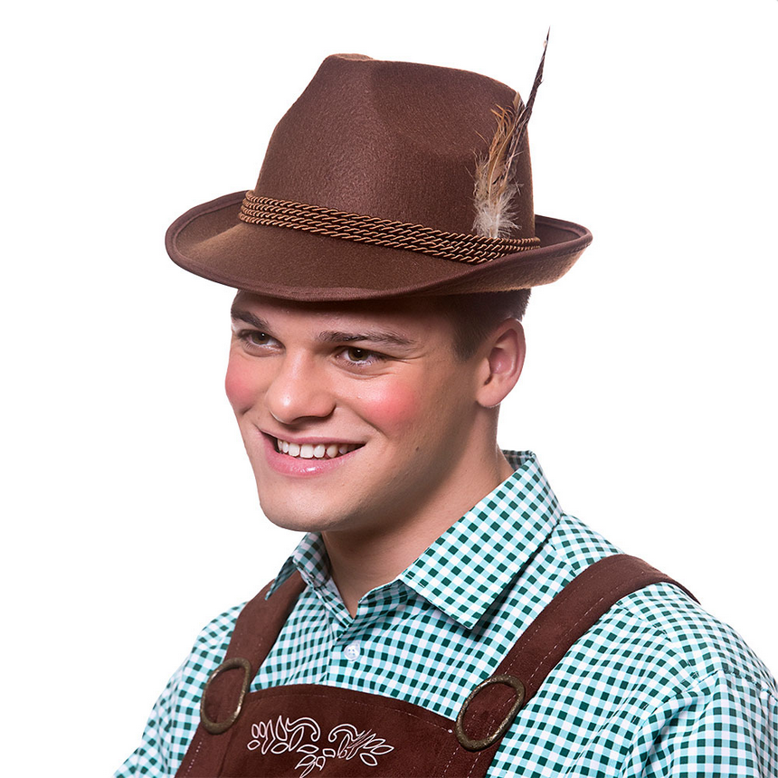 Deluxe Bavarian Oktoberfest Hat Brown Beer Festival Fancy Dress Tinker Hat
