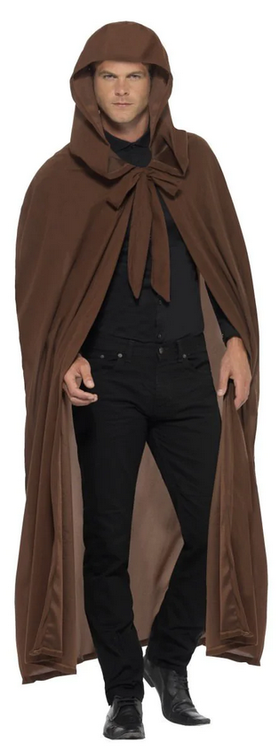 Long Brown Gravekeepers Cloak Halloween Horror Fancy Dress Accessory Adult