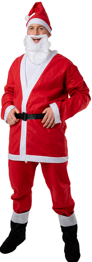 6pc Value Santa Suit Adults Father Christmas Santa Claus Fancy Dress Costume