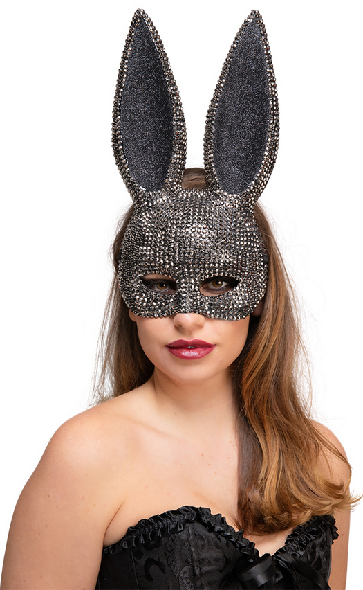 Rhinestone Bunny Mask Adults Halloween Bunny Rabbit Gem Fancy Dress Ladies