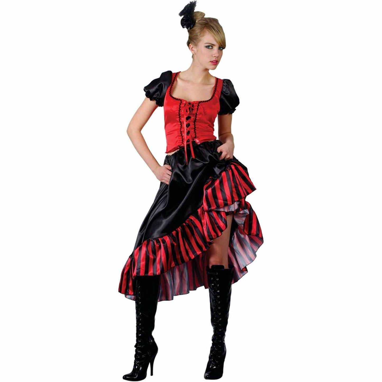 Sexy Can Can Saloon Girl Costume Wild West Burlesque Cowgirl Fancy Dress Ladies